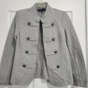 Tommy Hilfiger heather gray admiral military style jacket, size S/P